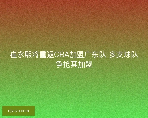 崔永熙将重返CBA加盟广东队 多支球队争抢其加盟